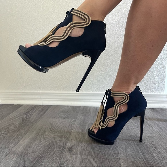 Nicholas Kirkwood Navy with cream trim and tassels platform heels- EUR 36 - Picture 3 of 13
